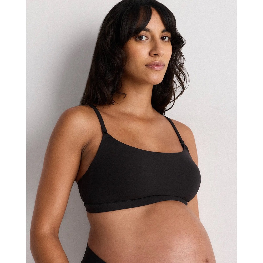 Quince Bamboo Nursing Maternity Bra Black Small Micromodal Scoop Neck NWTโ